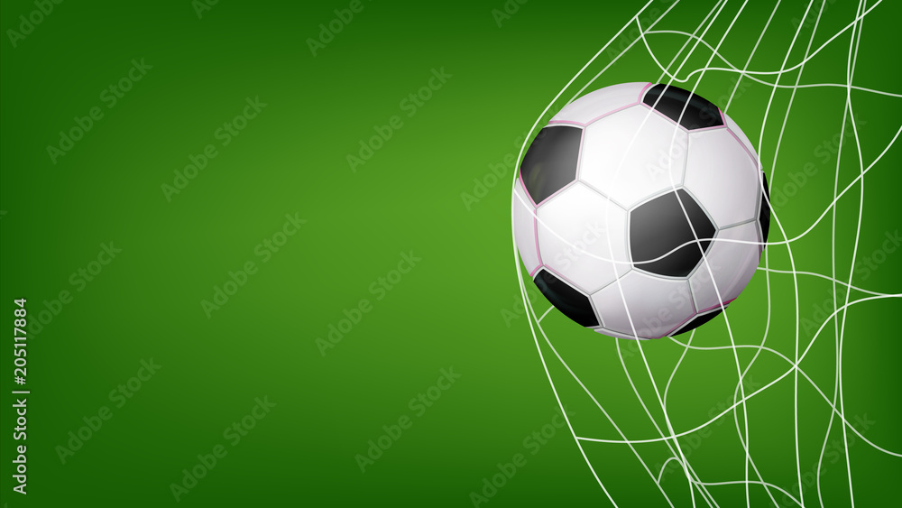 Canvas Prints soccer ball in net vector. hitting goal. invitation sport poster, banner, brochure design. isolated 