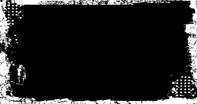 Grunge Distressed Frame textured Loop/
Animation of a vintage motion graphic with black and white grunge distressed frame texture