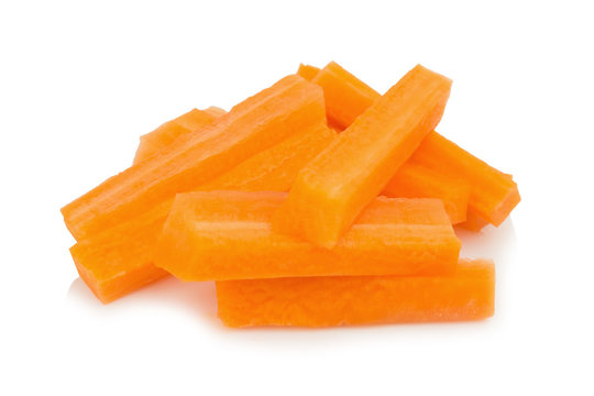 Carrot sticks isolated on white background