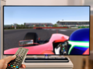 watching formula racing on television