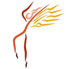 Sport or dance, winged woman
