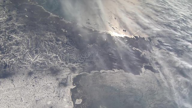 High angle, scenic coastline from outer space