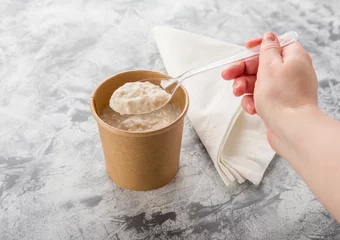 Photo sur Plexiglas Gamme de produits Bouillie d& 39 avoine avec du lait - petit déjeuner sain