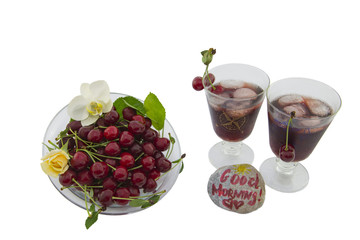 cherry and cherry juice with ice