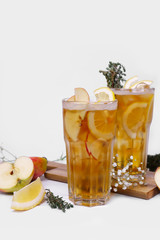 Apple and orange cocktail with beer