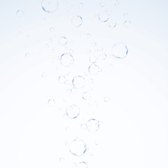Boiling transparent realistic water bubbles abstract blue background