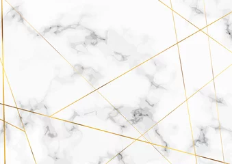 Foto op Plexiglas Marmer Marmeren stenen plaat met chique gouden lijnenpatroon