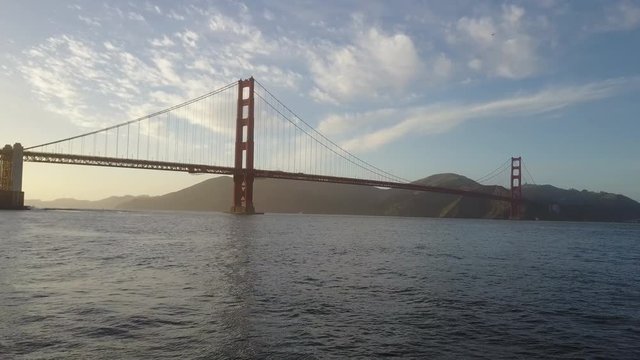 Pan right, scenic Golden Gate Bridge