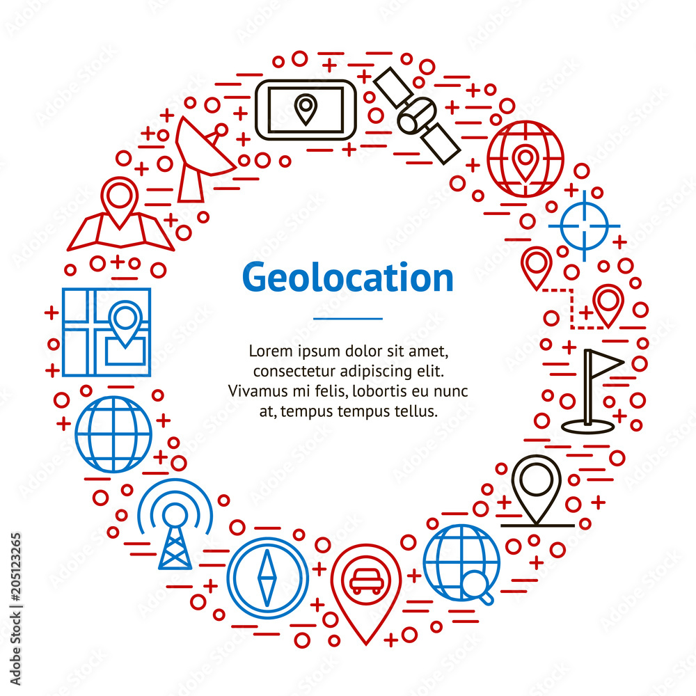 Poster geolocation navigation banner card circle. vector