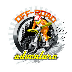Extreme red Off Road Motorbike, Adventure. Vector illustration.