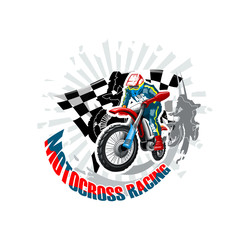 Extreme red Off Road Motorbike, Motocross racing. Vector illustration.