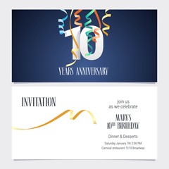 10 years anniversary invitation vector