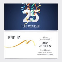 Fototapeta premium 25 years anniversary invitation vector