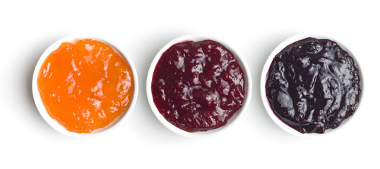 Tasty fruity jam in bowl.