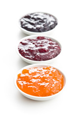 Tasty fruity jam in bowl.