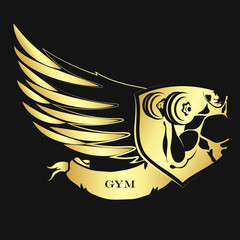 Bodybuilding symbol golden