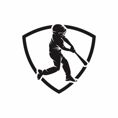 Shield Baseball Logo Vector Silhouette Element Symbol