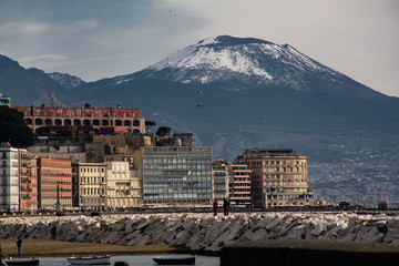 A beautiful view of Vesuvio with snow