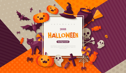 Halloween card with square frame
