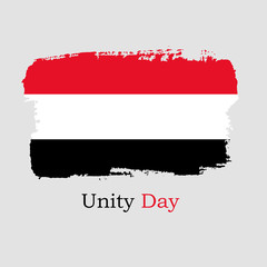 Vector Illustration. Hand draw Yemen flag. National Yemen banner for design. Unity Day of Yemen