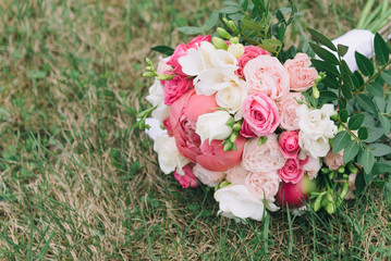 Obraz na płótnie Canvas Bouquet of flowers. The bride's bouquet. Bridal bouquet. Floristics.