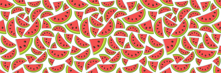 Multicoloured summer texture with watermelons. Vector.