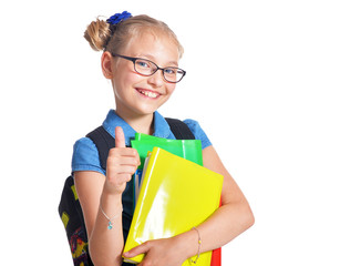 Cute schoolgirl with backpack