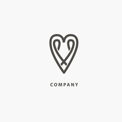 Love logo. Luxury wedding icon, retro emblem. Cosmetics, Spa, Beauty salon, Decoration, Boutique vector logo.