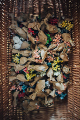 many Beautiful  bouquets on background