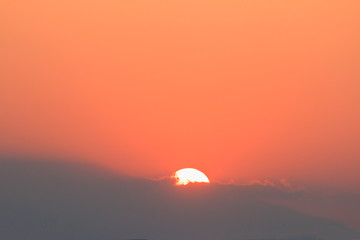 Fiery orange sunset sky. Beautiful sky