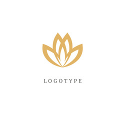 Lotos logo. Wedding icon. Luxury retro emblem. Cosmetics, Spa, Beauty salon, Decoration, Boutique vector logo.