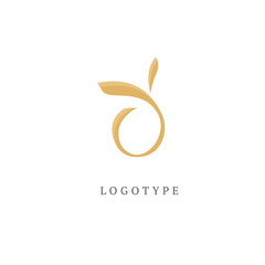 Vector leaf, golden shape and monochromatic one. Abstract emblem, design concept, logo, logotype element for template.