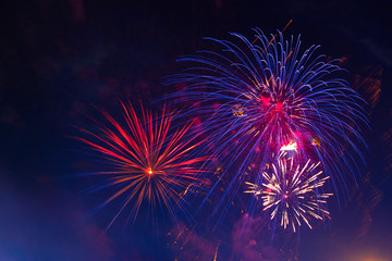 Celebration multicolored fireworks, copy space. 4 of July, 4th of July, Independence Day beautiful fireworks - 205134097