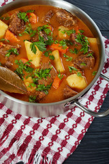 tasty braised beef with potato and carrots