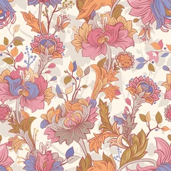 Gordijnen Gentle seamless pattern with large decorative peonies. Vector floral wallpaper © sunny_lion