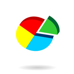 Fototapeta premium Round diagram pie with shadow. Vectro business icon.