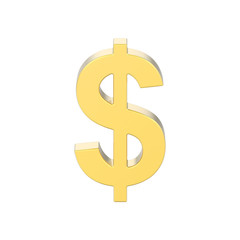 3D illustration isolated gold dollar money