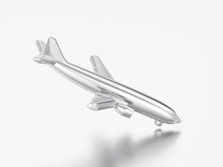 Fototapeta na wymiar 3D illustration silver airplane is landing