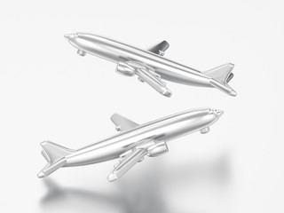 Fototapeta na wymiar 3D illustration two silver airplanes