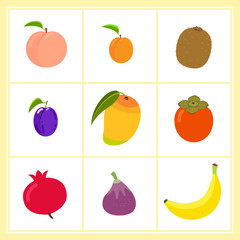 Vector set of cartoon fruits isolated on white background