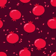 Seamless pomegranate pattern on purple background