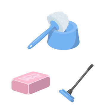Cleaning and maid cartoon icons in set collection for design. Equipment for cleaning vector symbol stock web illustration.