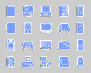 Device patch sticker icons vector set