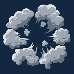 Gardinen Smoke cloud Explosion. Dust puff cartoon frame vector © ambassador806