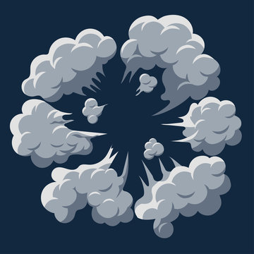 Smoke cloud Explosion. Dust puff cartoon frame vector