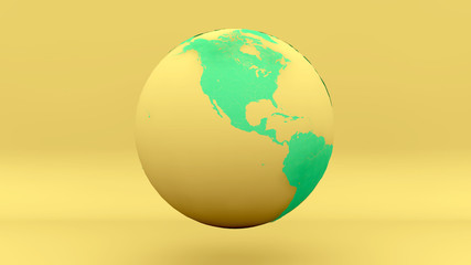 globe earth america yellow green