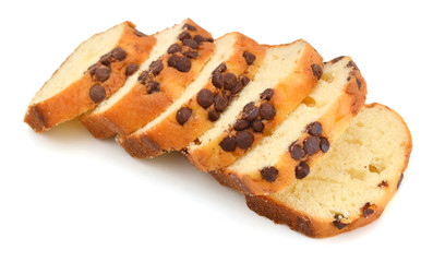 Top View of a Chocolate Chip Muffin Isolated on a White Background
