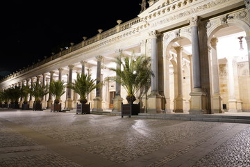 Mill Colonnade (Mlýnská kolonáda) in Carlsbad (Karlovy Vary), Czech Republic at night