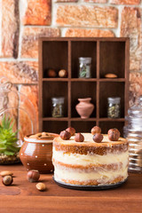 Homemade cake with nuts.