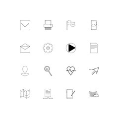 Web linear thin icons set. Outlined simple vector icons